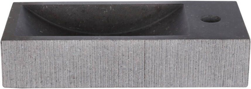 Differnz Ribble fonteinset bombai black natuursteen kraan gebogen mat chroom