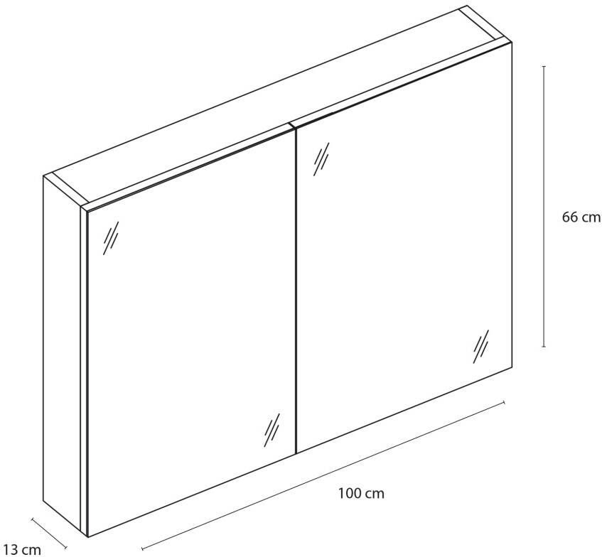 Differnz Somero spiegelkast FSC 100 cm hoogglans wit