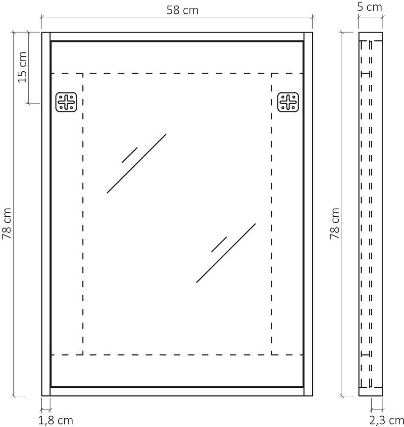 Differnz spiegel FSC 58 x 78 cm walnut