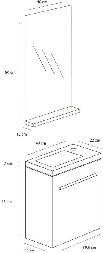 Differnz Tight meubel set 40 cm wit