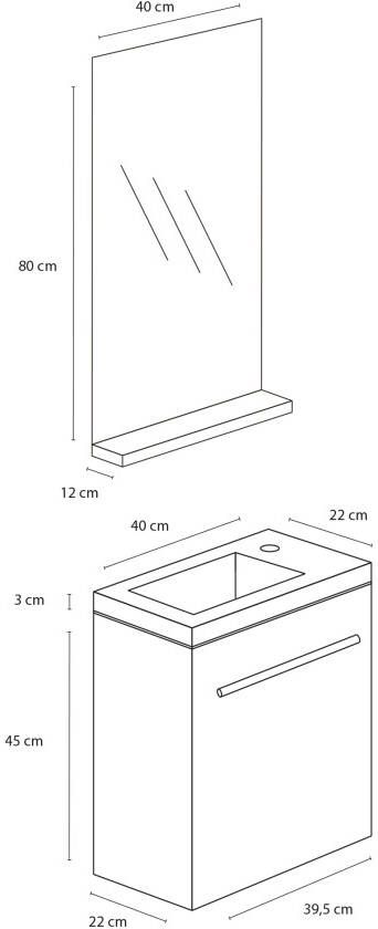 Differnz Tight meubel set 40 cm zwart