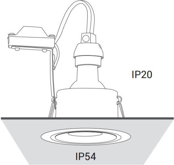 Glovalux Inbouwspot rond zwart IP54
