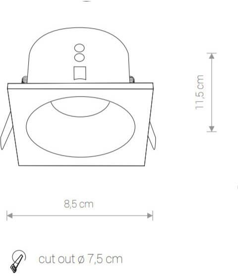 Glovalux Inbouwspot vierkant zwart IP54