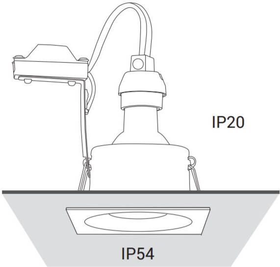 Glovalux Inbouwspot vierkant zwart IP54