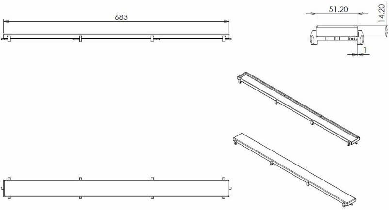 McAlpine tegelrooster voor douchegoot 70 x 7 cm RVS