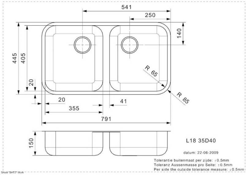 Reginox L18 35D40 (L) KGOKG spoelbak 79 1 x 44 5 cm