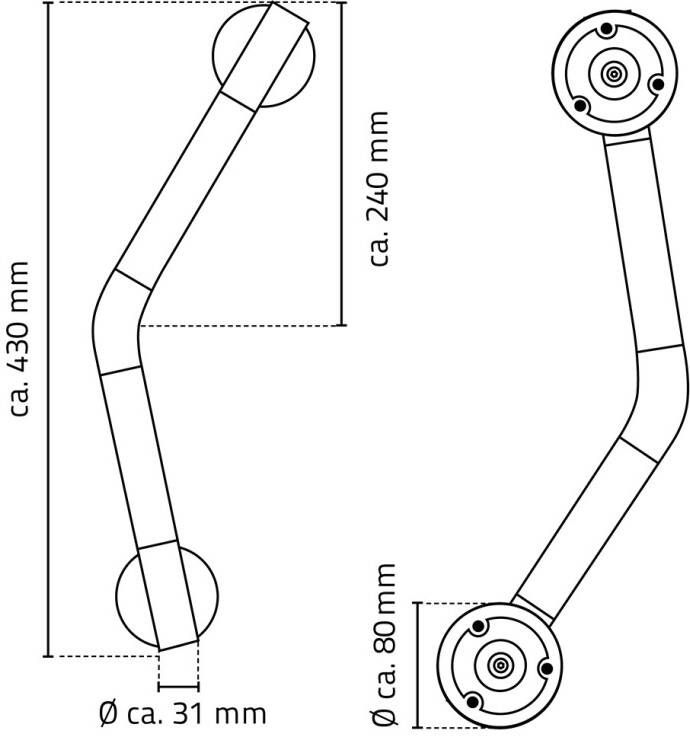 Ridder Ken hoekbadgreep met antislip 43 cm chroom