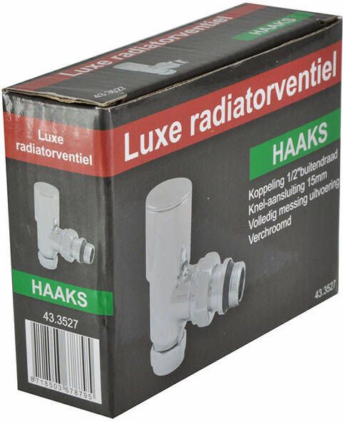 Riko luxe radiatorventiel 1 2&apos;&apos;x15 (M22) knel haaks chroom