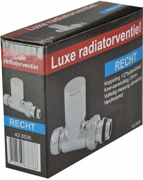 Riko luxe radiatorventiel 1 2&apos;&apos;x15 (M22) knel recht chroom