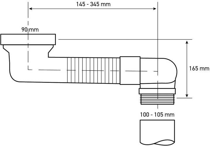 Riko Sprongbocht verstelbaar 15-35cm inbouwhoogte 80 mm 90-110mm aansluitingen