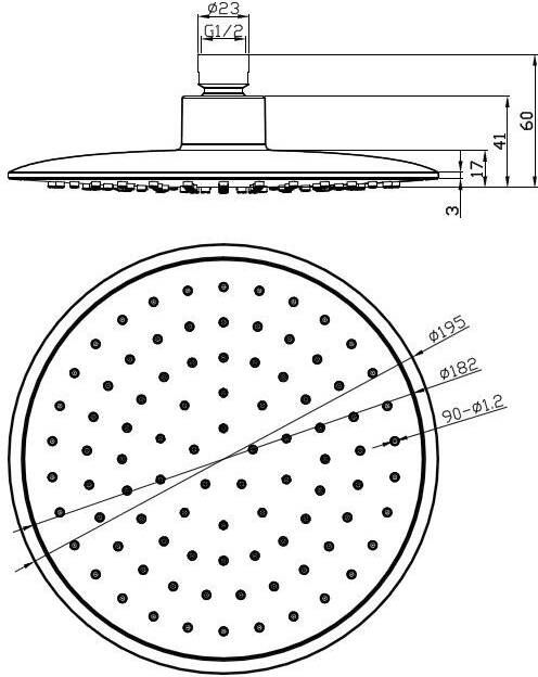 Wiesbaden ABS hoofddouche rond 200mm chroom grijs