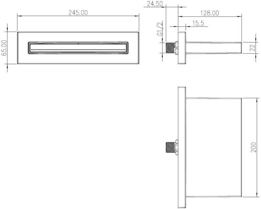 Wiesbaden ABS waterval bad-uitloop 200x22 chroom