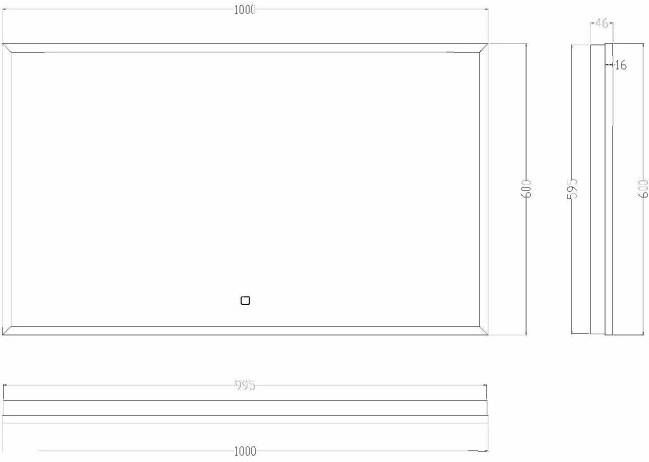 Wiesbaden Avi spiegel rechthoek met LED dimbaar en spiegelverwarming 100 x 60 cm mat zwart