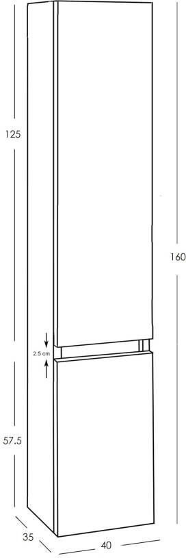 Wiesbaden Bologna kolomkast 160x40x35 matwit