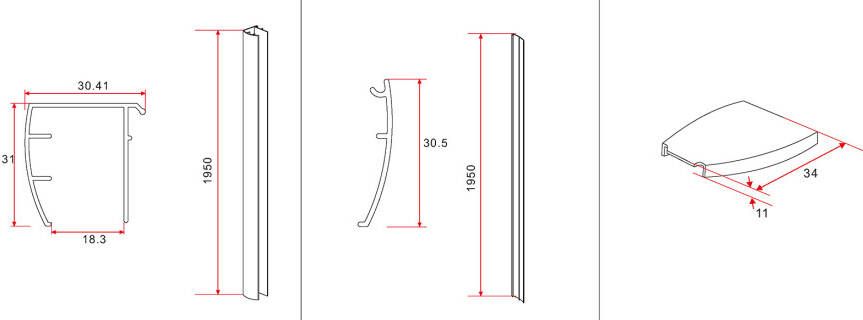 Wiesbaden Eco nisdeur met profiel 1000x1950 6mm