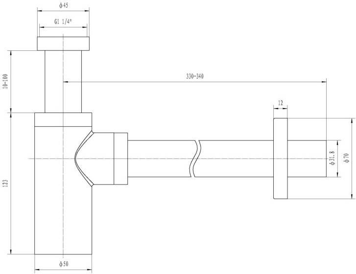 Wiesbaden Eco sifon laag 5 4" x 32 mm chroom