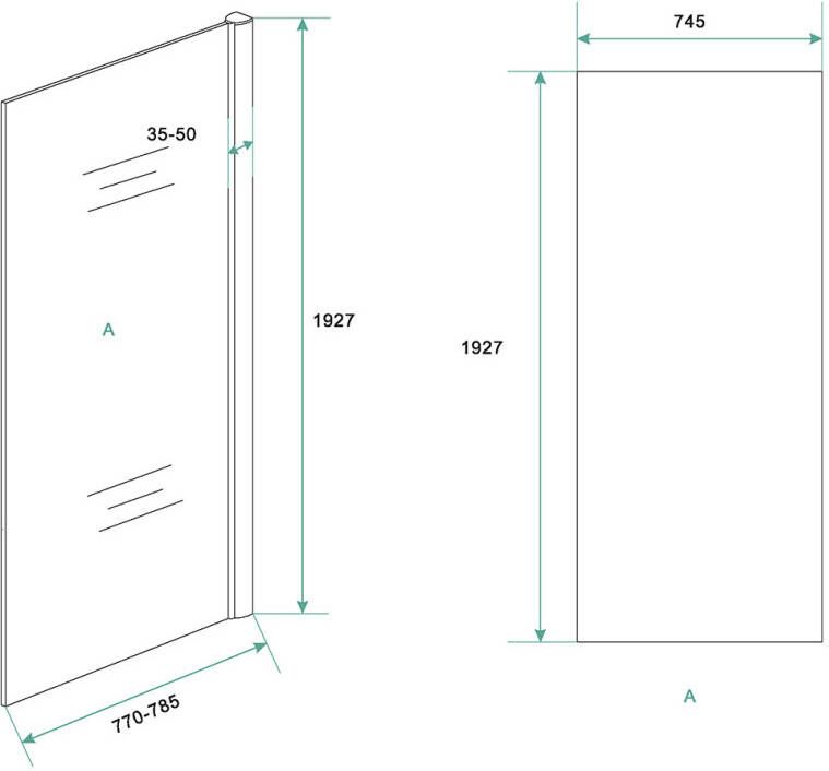 Wiesbaden Eco zijwand voor Eco nisdeur 800x1950 6mm