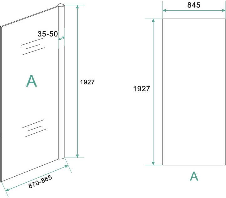 Wiesbaden Eco zijwand voor Eco nisdeur 900x1950 6mm