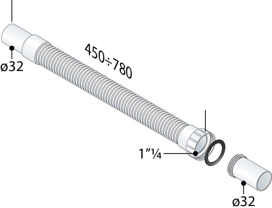 Wiesbaden Flexibele buis Moduloflex 5 4&apos;&apos;x32 mm lengte 45-78 cm