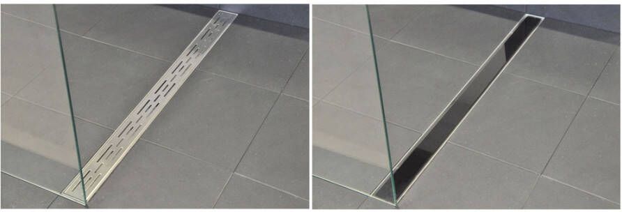 Wiesbaden glasrooster voor douchegoot 120 x 7 cm glanzend zwart
