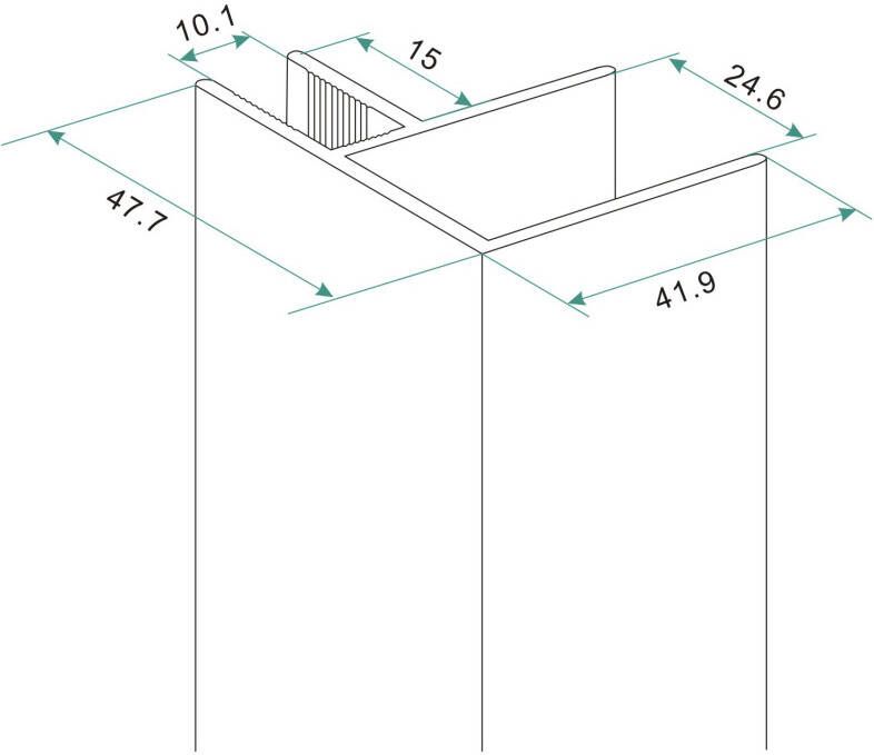 Wiesbaden hoekprofiel tbv nisdeur+profiel met zijwand 10mm