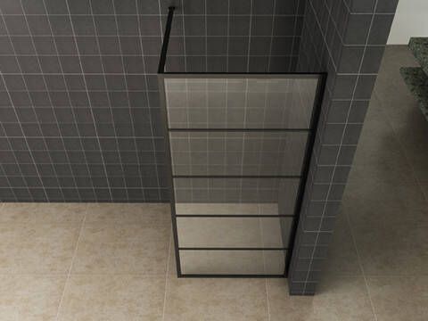 Wiesbaden Horizon inloopdouche mat zwart raster 90 cm 8 mm Nano
