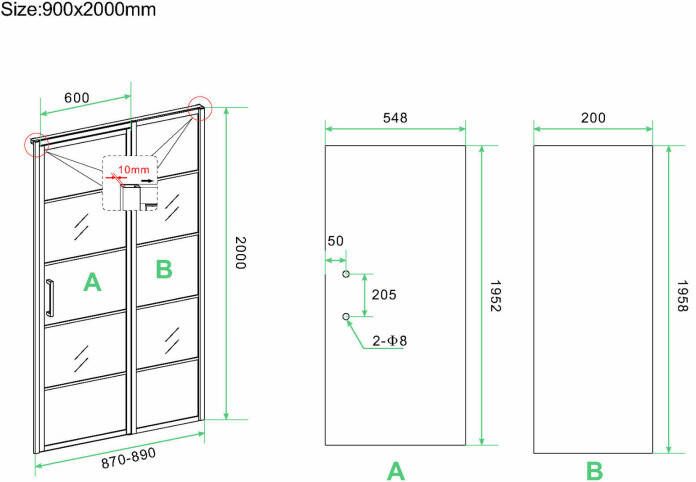 Wiesbaden Horizon nisdeur R L met vast deel 90cm 8mm NANO