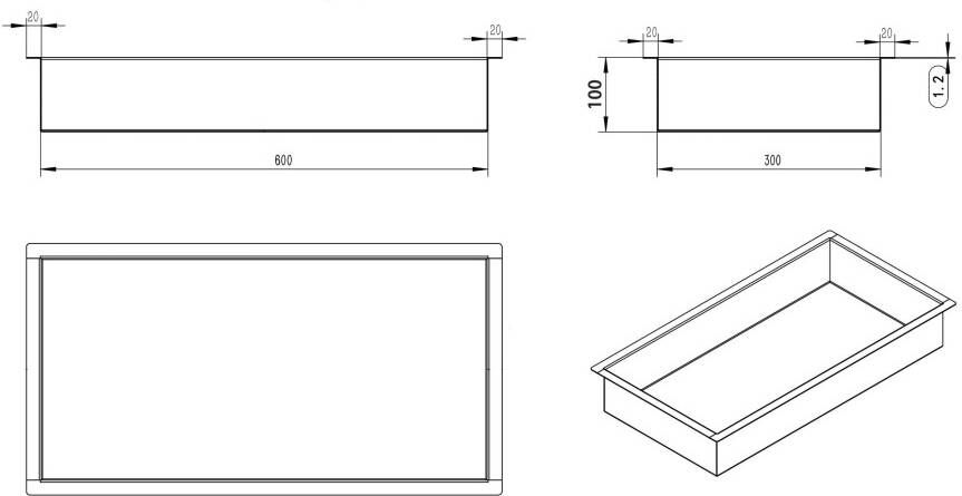 Wiesbaden inbouwnis 30x60x10cm geborsteld messing