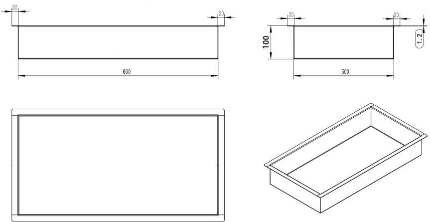 Wiesbaden inbouwnis 30x60x10cm mat zwart