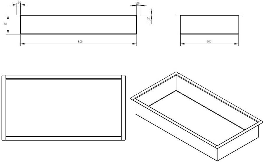 Wiesbaden inbouwnis 30x60x7cm mat zwart