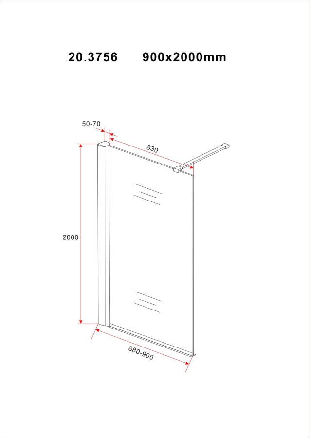 Wiesbaden inl.douche Safety Glass 10mm NANO 900x2000