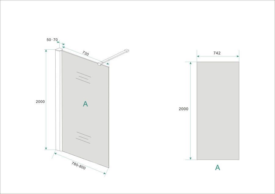 Wiesbaden inloopdouche met muurprofiel 800x2000 10mm NANO rookglas