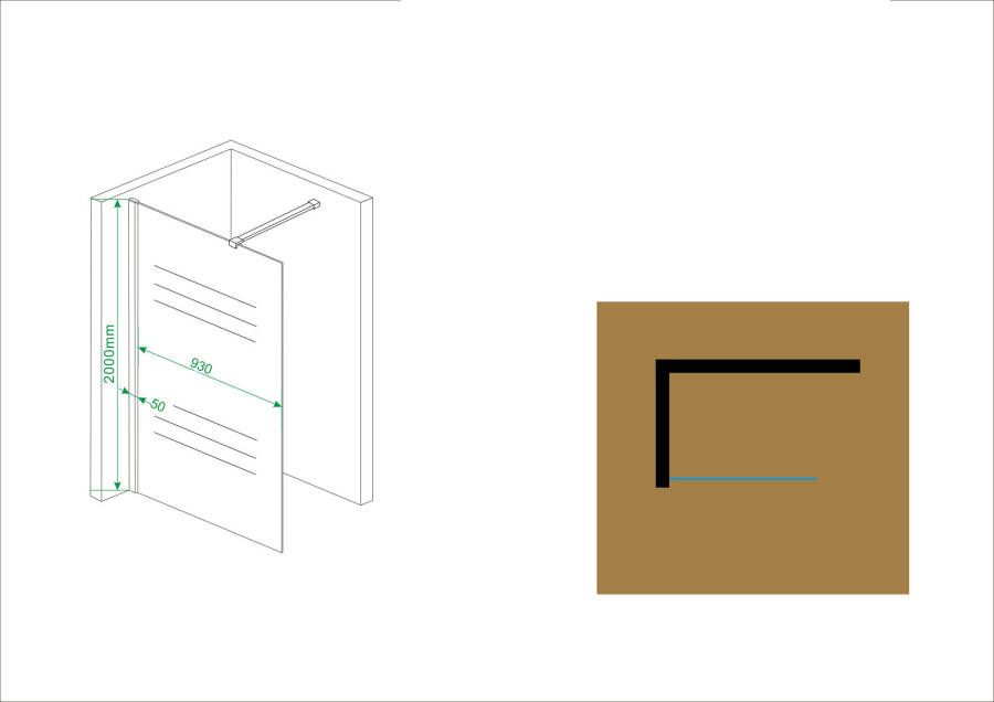 Wiesbaden inloopdouche + muurprof.1000x2000 10mm NANO ged.matglas