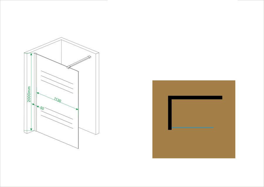 Wiesbaden inloopdouche + muurprofiel 1200x2000 10mm NANO glas