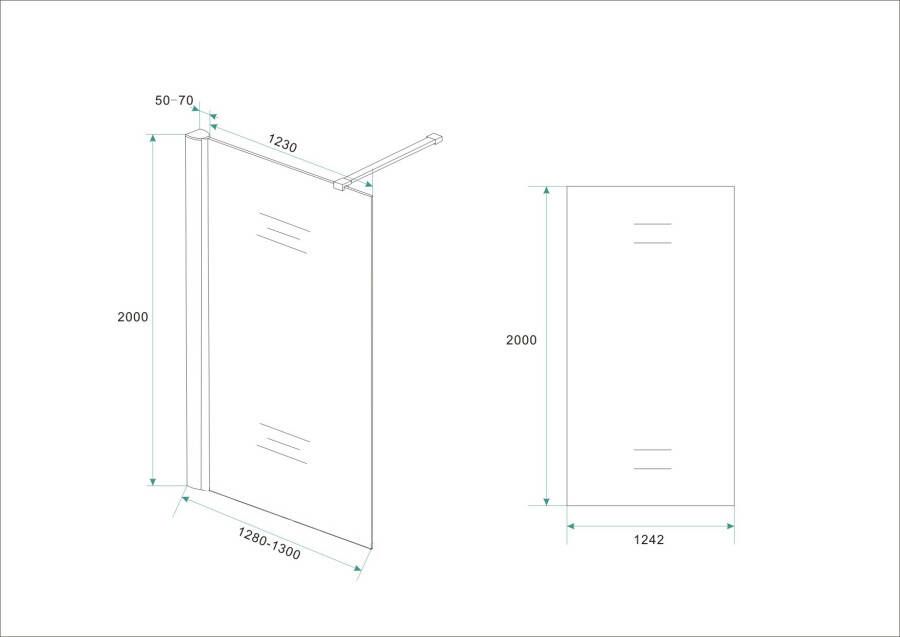 Wiesbaden inloopdouche + muurprofiel 1300x2000 10mm NANO glas