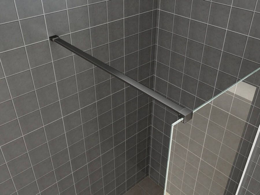 Wiesbaden inloopdouche safety glass nano 100x200x1 cm helder mat zwart