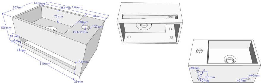 Wiesbaden Julia fontein rechts Solid surface 35 x 20 x 16 cm mat wit