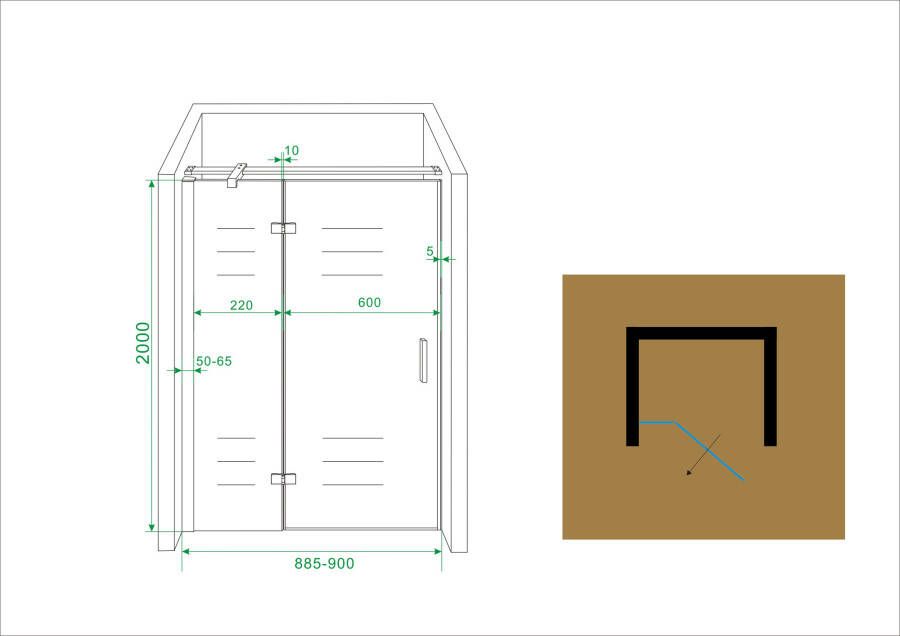 Wiesbaden nis swingdeur + vast paneel 90 (60-30) x 200 NANO
