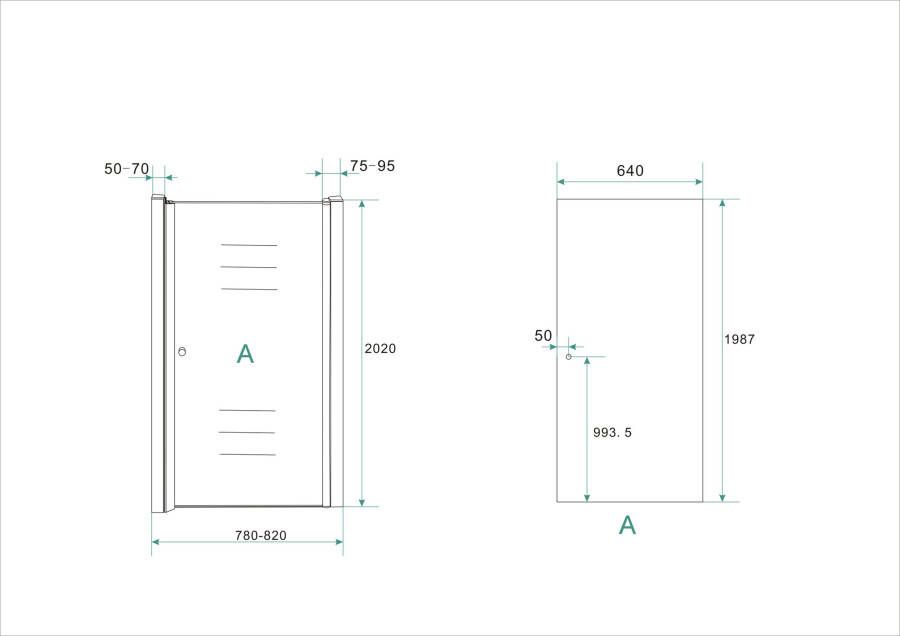 Wiesbaden nisdeur met profiel 800x2000 8mm NANO glas