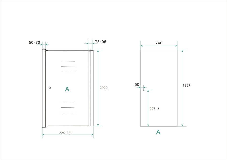 Wiesbaden nisdeur met profiel 900x2000 8mm NANO glas