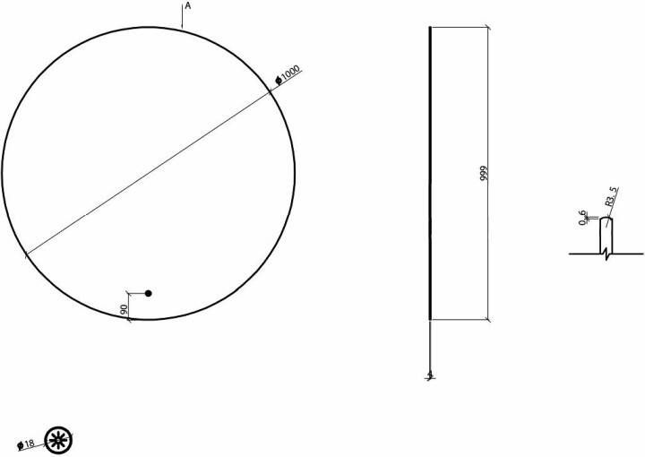 Wiesbaden Novi ronde spiegel met LED dimbaar 100 cm geborsteld messing