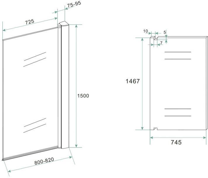 Wiesbaden Orbit draaibare badwand 800x1500 6mm NANO mat-zwart