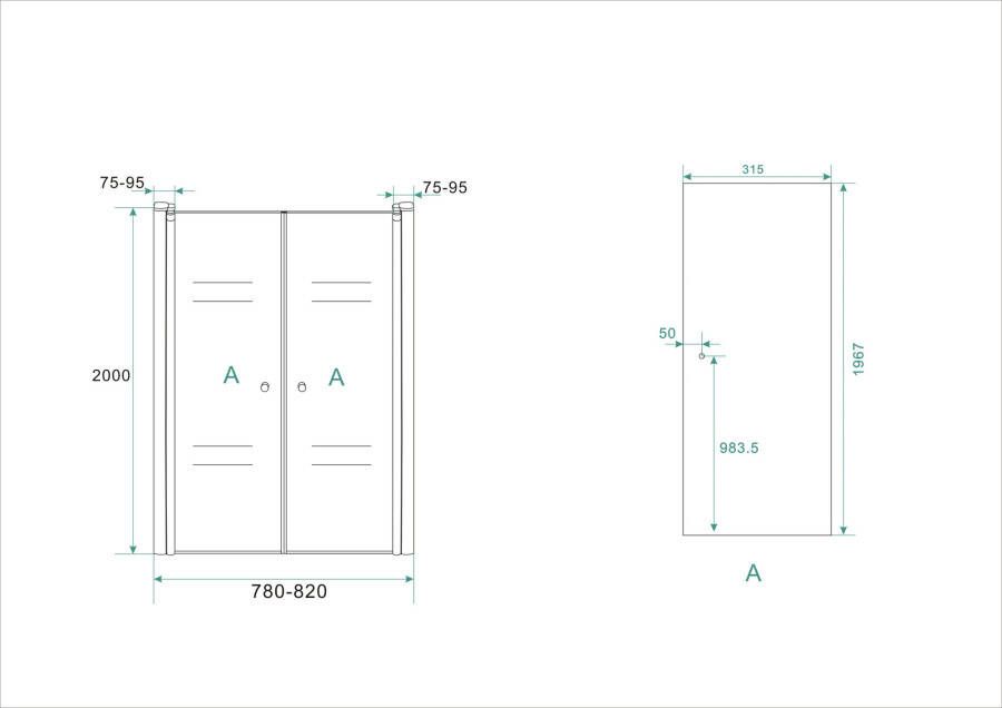 Wiesbaden Pendeldeur in nis 800x2000 6mm NANO glas