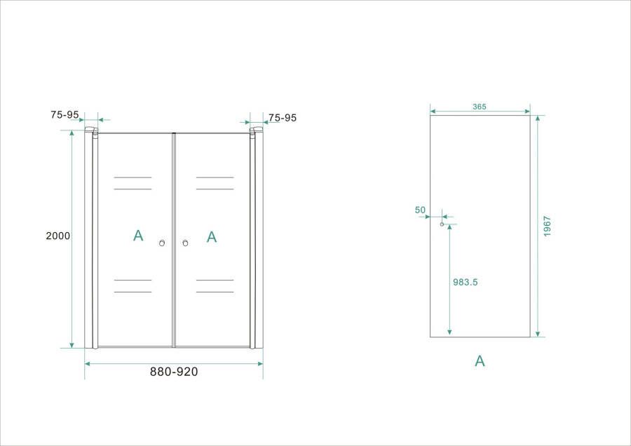 Wiesbaden Pendeldeur in nis 900x2000 6mm NANO glas