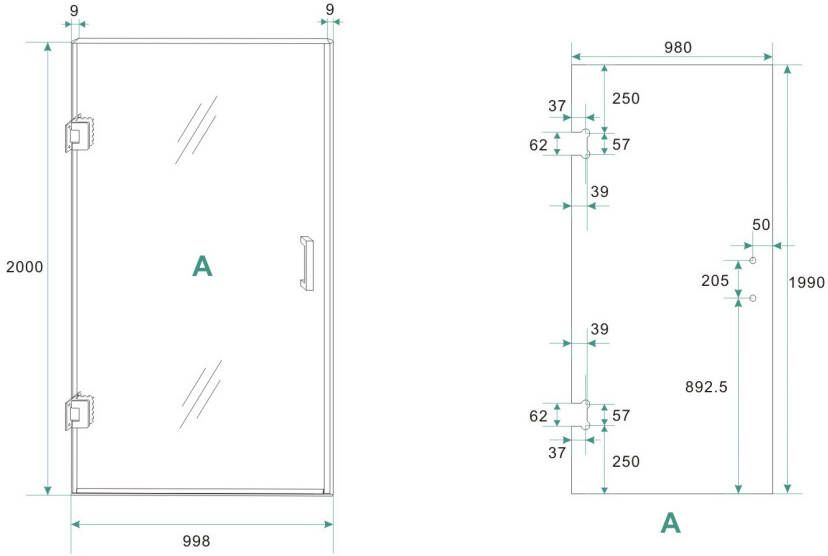 Wiesbaden profielloze nisdeur 1000x2000 8mm NANO glas