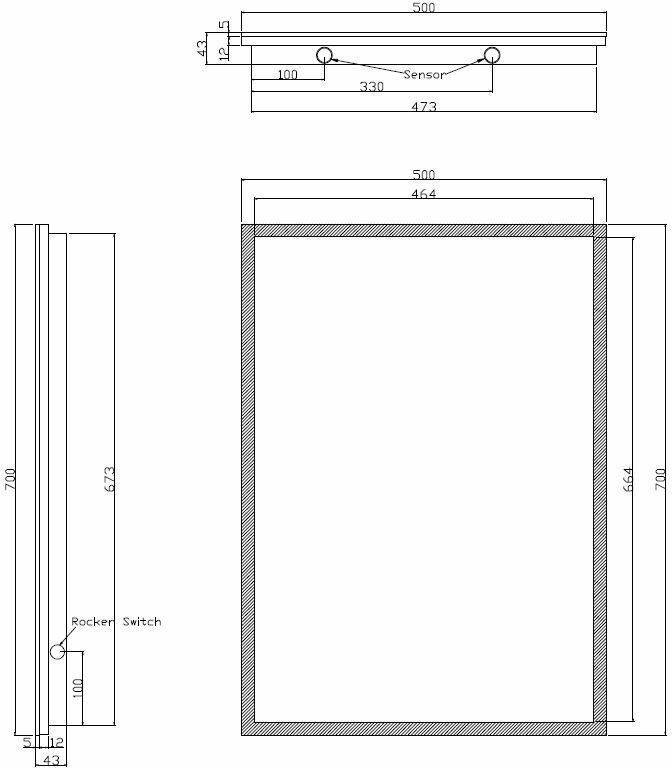 Wiesbaden Quatro spiegel rechthoek met LED dimbaar en spiegelverwarming 70 x 50 cm