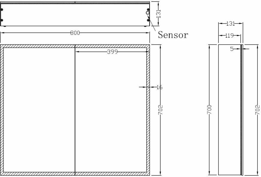 Wiesbaden Quatro spiegelkast met LED dimbaar 80 x 70 x 13 cm