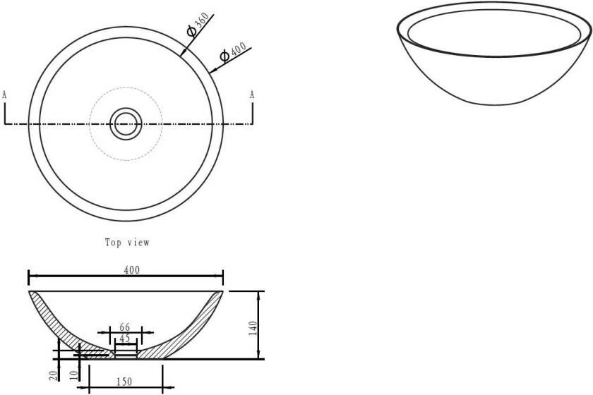 Wiesbaden Raw waskom rond 40x14 cm hardsteen gezoet