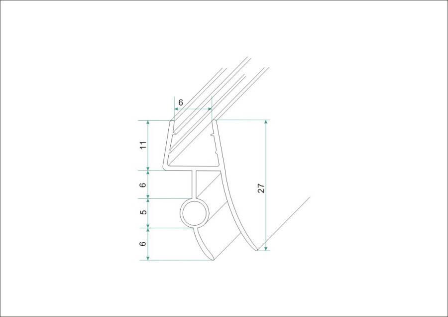 Wiesbaden rubber strip 8mm (1 st.) tbv onderzijde deur 90cm