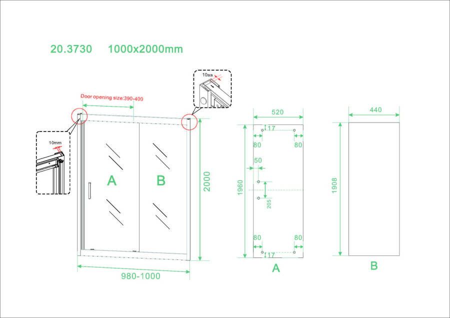 Wiesbaden Skyline schuifbare nisdeur 1000x2000 mat-zwart 8mm NANO